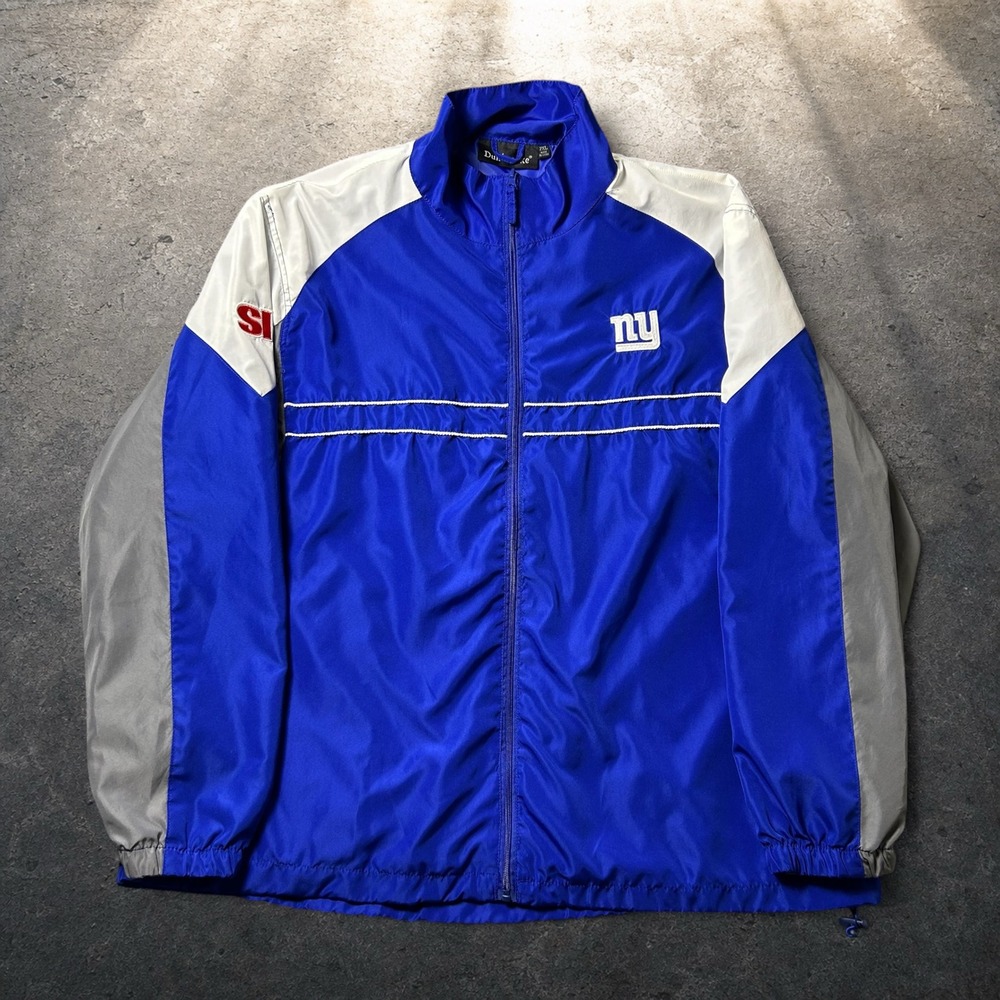 Vintage Dunbrooke New York Giants Windbreaker Jacket Blue White Grey Size 2XL